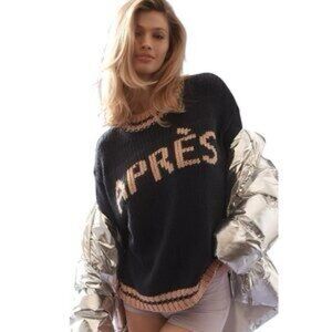 Maeve by Anthropologie Oversized Navy Blue and Peach Knit Sweater Size XS